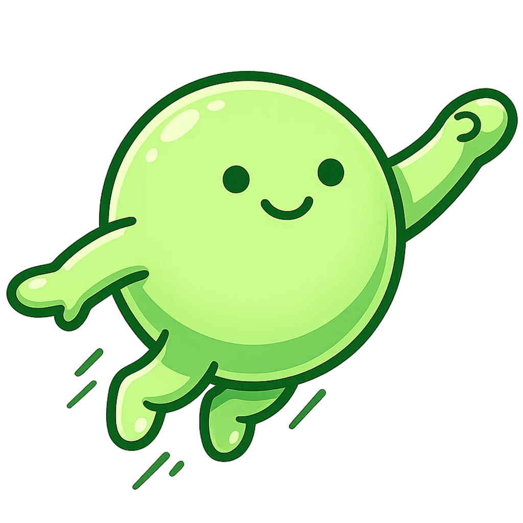 Schattige groene ESGnow mascotte vliegt en zet aan tot actie